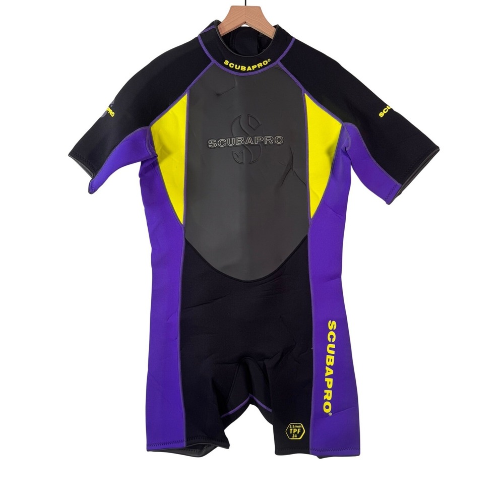 Scubapro 2.5mm TPF 24 Shorty Wetsuit Mens XL Black Purple Yellow Neoprene Diving